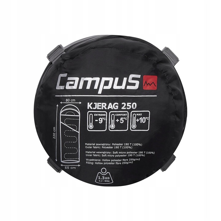 Śpiwór CampuS Kjerag 250 czarno-szary CUP702123404 Right