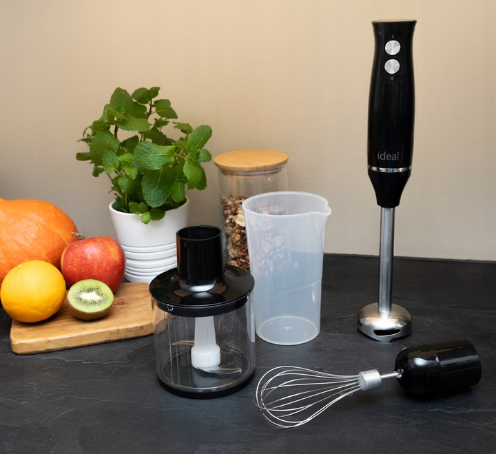 BLENDER WIELOFUNKCYJNY RĘCZNY ROZDRABNIACZ MOCNY 800W CZARNY Ideal IK1002