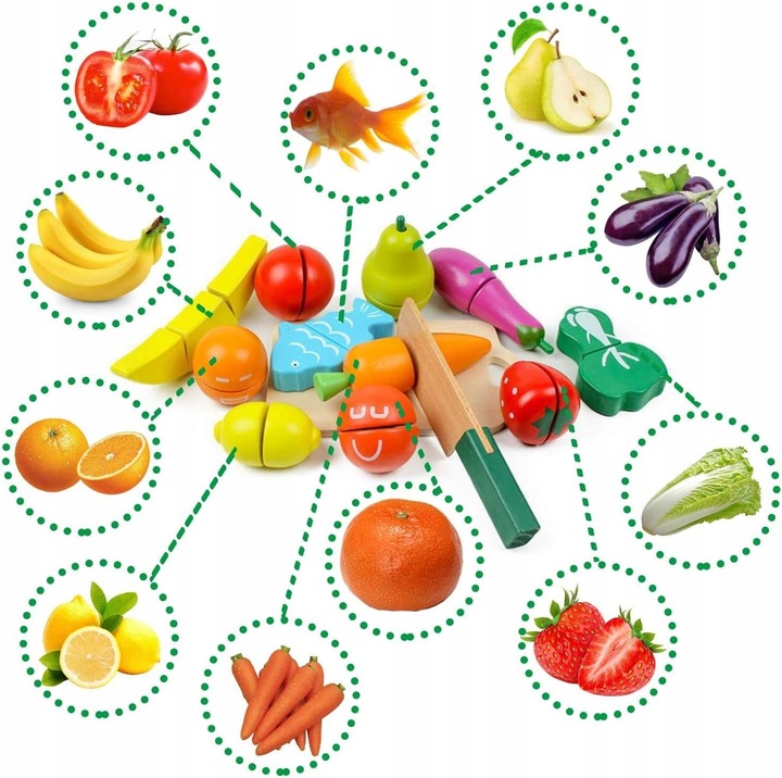 Drewniane warzywa i owoce do krojenia Doris