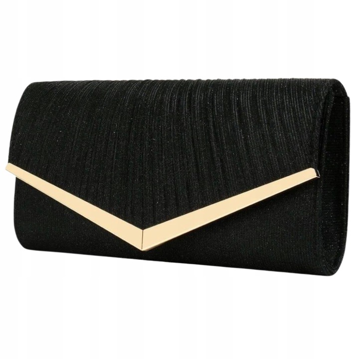 Torebka Wieczorowa Czarna Kopertówka Wizytowa Błyszcząca Ślub Wesele mała