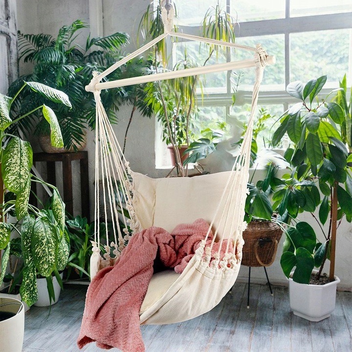 Hamak brazylijski beżowy z poduszką