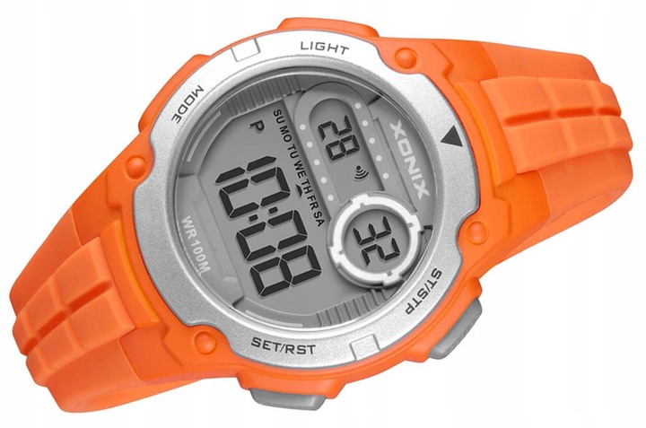 Zegarek Sportowy Pomarańczowy Dziecięcy Wodoszczelny Timer Alarm Oryginalny