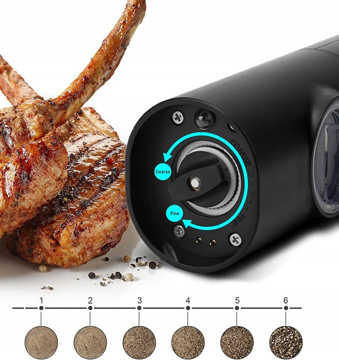 USB ŁADOWANIE ELEKTRYCZNY MŁYNKÓW DO SOLI I PIEPRZU, 2X MŁYNEK DO PRZYPRAW