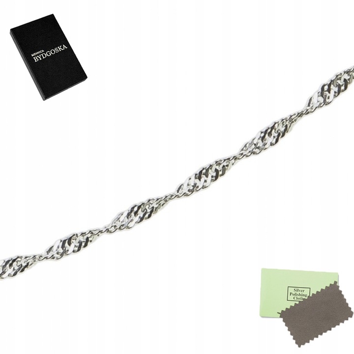 SREBRNY ŁAŃCUSZEK 40 CM SREBRO SINGAPUR ŁAŃCUSZEK DAMSKI SREBRO PRÓBA 925