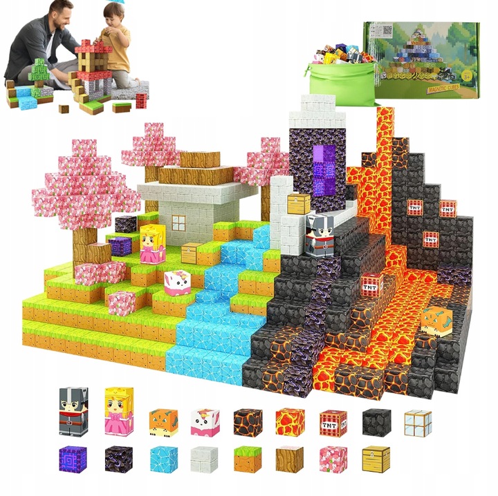 KLOCKI MAGNETYCZNE Sześciany Dla dzieci 79 KLOCKÓW