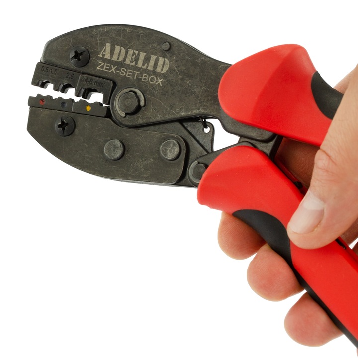 PRASKA Z WYMIENNYMI MATRYCAMI 5 MATRYC ZESTAW ZACISKARKA KONEKTORÓW TULEJEK