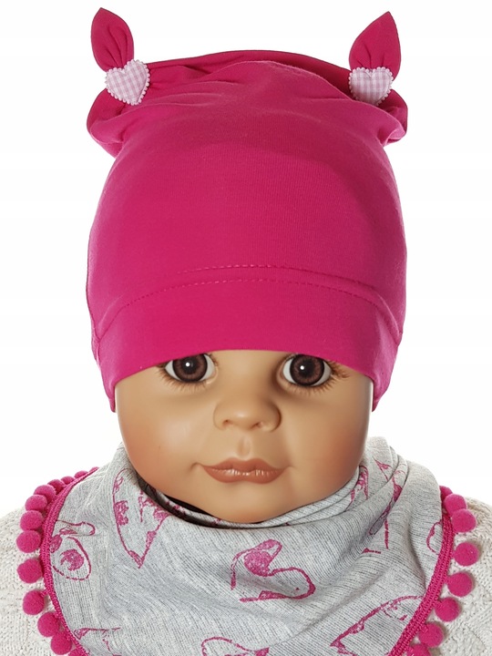 KOMPLET CZAPKA + CHUSTKA Z POMPONIKAMI CZAPECZKA + CHUSTECZKA 3-12 M-C 4WZ