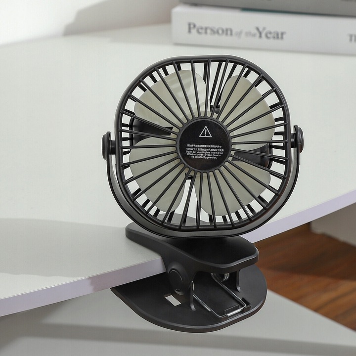 WENTYLATOR BIURKOWY CICHY WIATRAK BEZPRZEWODOWY 3 TRYBY USB TYPC