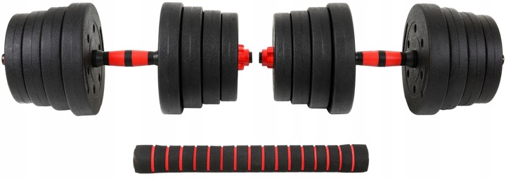 Hantle 30kg 2x15kg bitumiczne regulowane ZESTAW 16 talerzy + sztanga