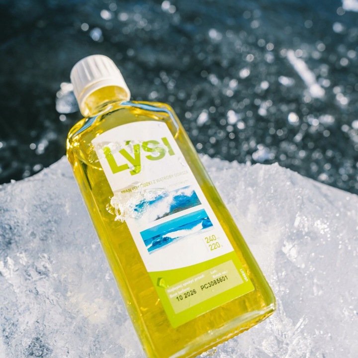 Tran Lýsi cytrynowo-miętowy islandzki OMEGA 3 DHA EPA witaminy A D E 240 ml