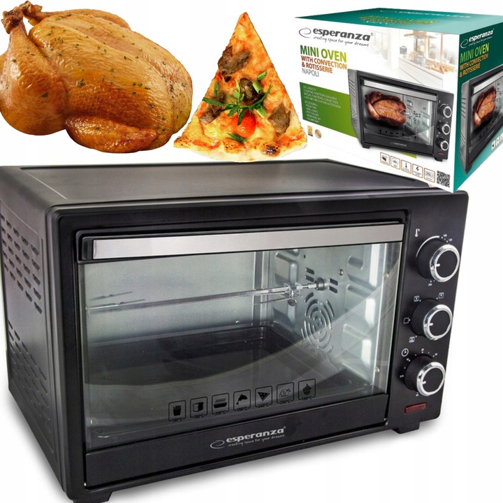 PIEKARNIK ELEKTRYCZNY Z KONWEKCJĄ ROŻNEM I RUSZTEM 25L TERMOOBIEG TERMOSTAT