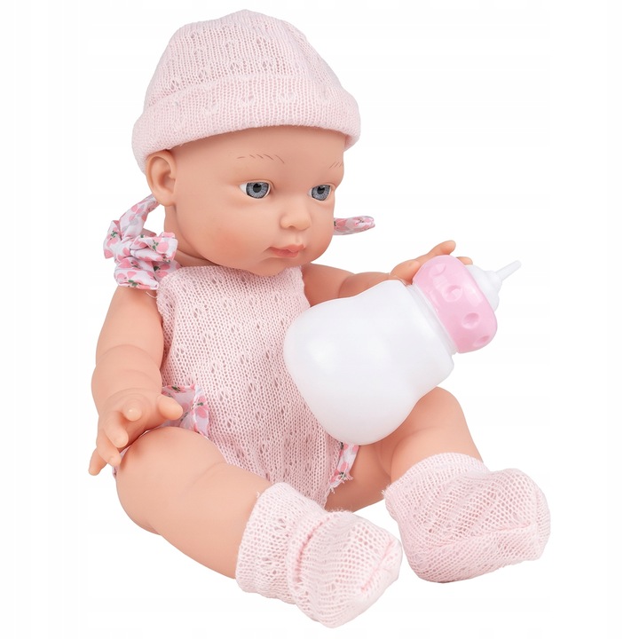 LALKA BOBAS NIEMOWLAK ŚLICZNA RÓŻOWE UBRANKO BUTELKA AKCESORIA DLA DZIECI