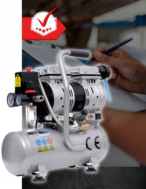 SPRĘŻARKA KOMPRESOR BEZOLEJOWY MOCNY WYDAJNY 6L 550W DWA TŁOKI R2 10 BAR