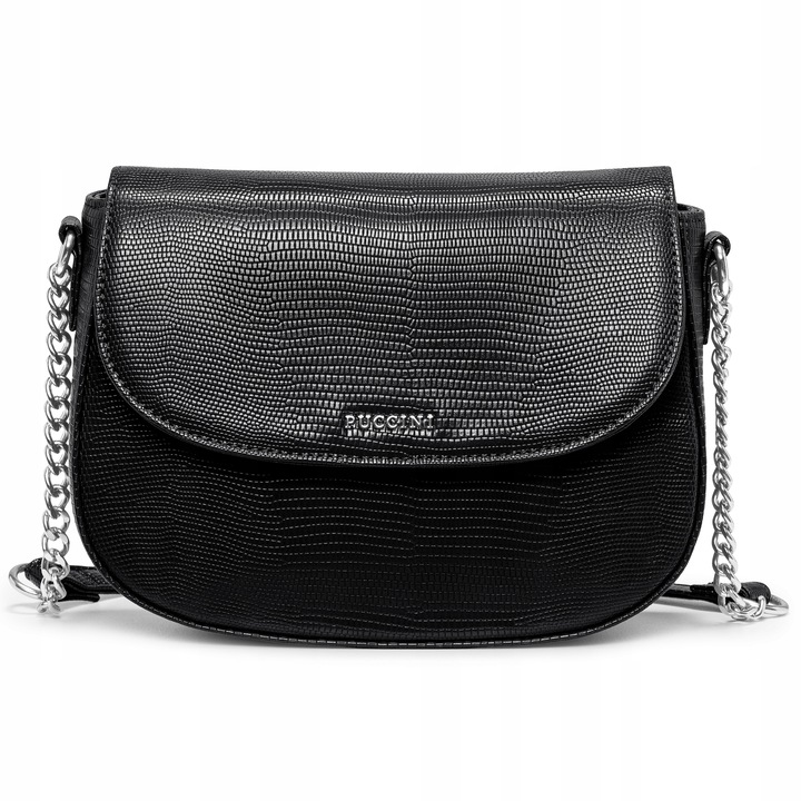 Torebka Damska Crossbody Listonoszka PUCCINI Z Łańcuszkiem Czarna BML057M-1