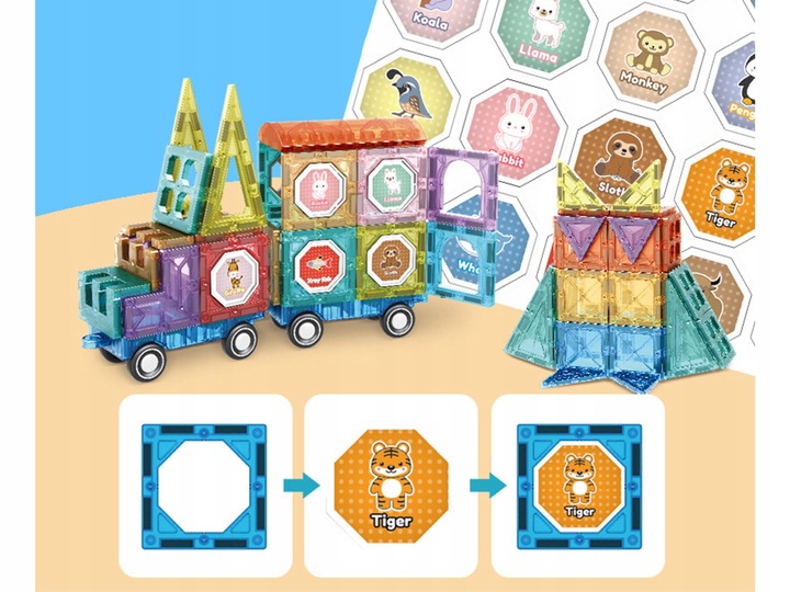 51w1 Zestaw Klocków Edukacyjne Klocki Magnetyczne Sensoryczne Panele Figury