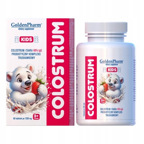 Colostrum Kids Dla Dzieci Truskawkowe Cukierki Siara 40%IGG Probiotyk 60szt