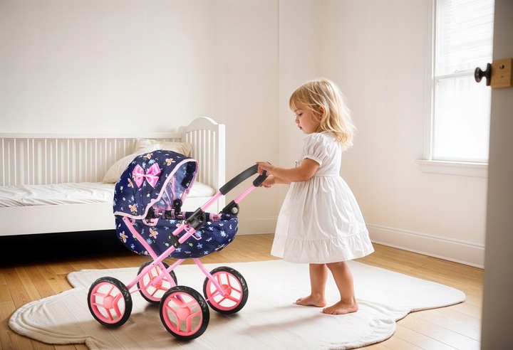 KINDERPLAY WÓZEK DLA LALEK GŁĘBOKI GONDOLA SKŁADANY DASZEK MIĘKKIE KOŁA