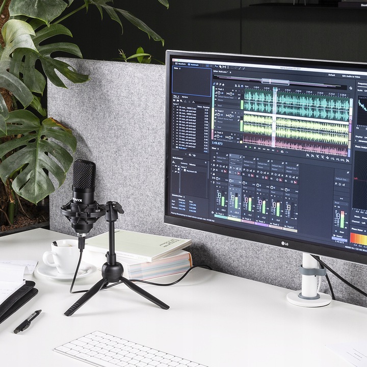 Mikrofon pojemnościowy USB STUDYJNY TRIPOD stołowy podcast YOUTUBE