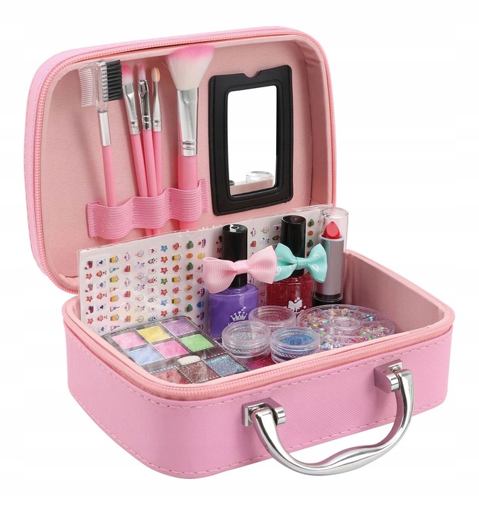 KUFEREK Z KOSMETYKAMI DO MAKIJAŻU MAKE UP DLA DZIECI I LAMPA UV DO PAZNOKCI