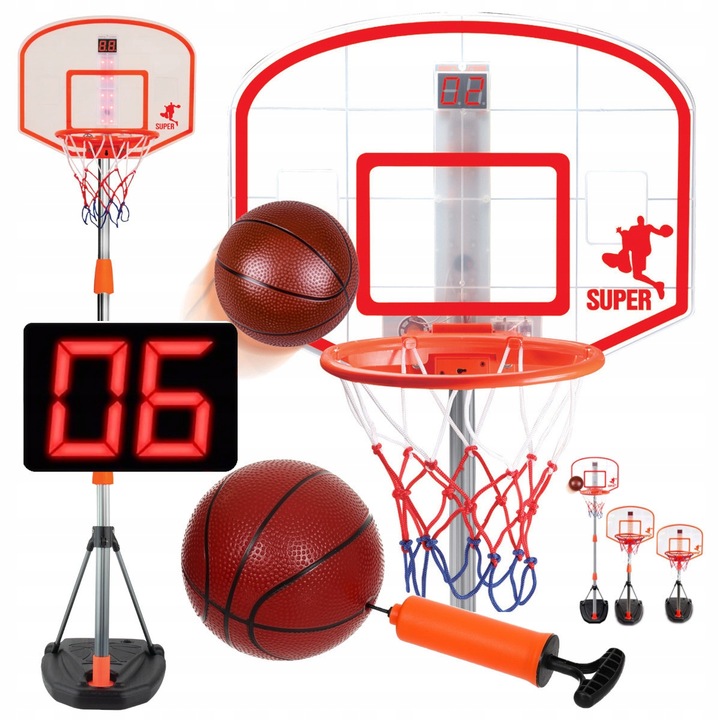 ZESTAW DO GRY W KOSZYKÓWKĘ w domu DUŻA KOSZYKÓWKA + PIŁKA cyfrowy licznik