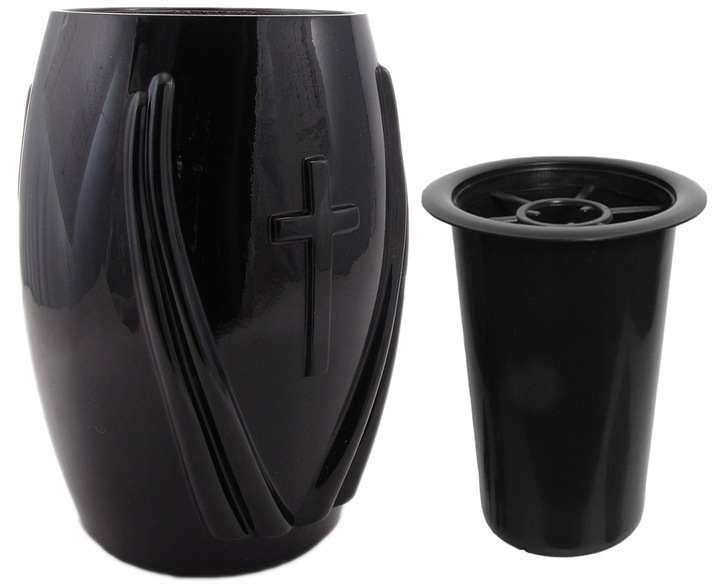 Wazon nagrobny niski nagrobkowy na nagrobek czarny 22cm