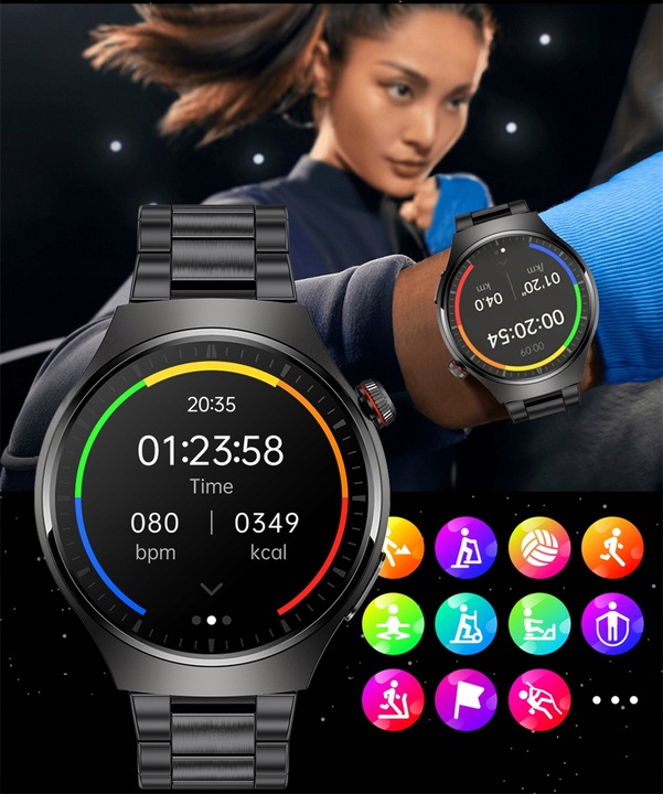 Zegarek Smartwatch AMOLED POMIAR CURKU EKG Glukoza BMI ROZMOWY CIŚNIENIE