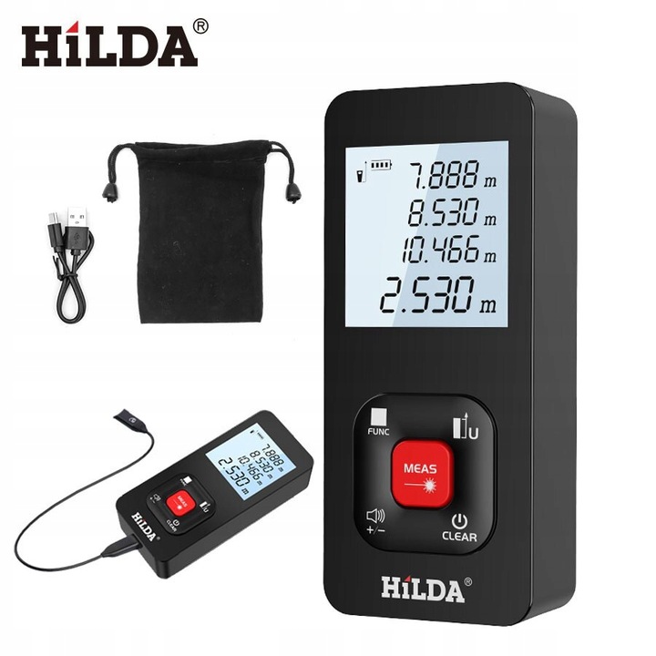 Dalmierz HILDA HD-S50 50M Miernik Odległości Cyfrowy Laserowy Akumulatorowy