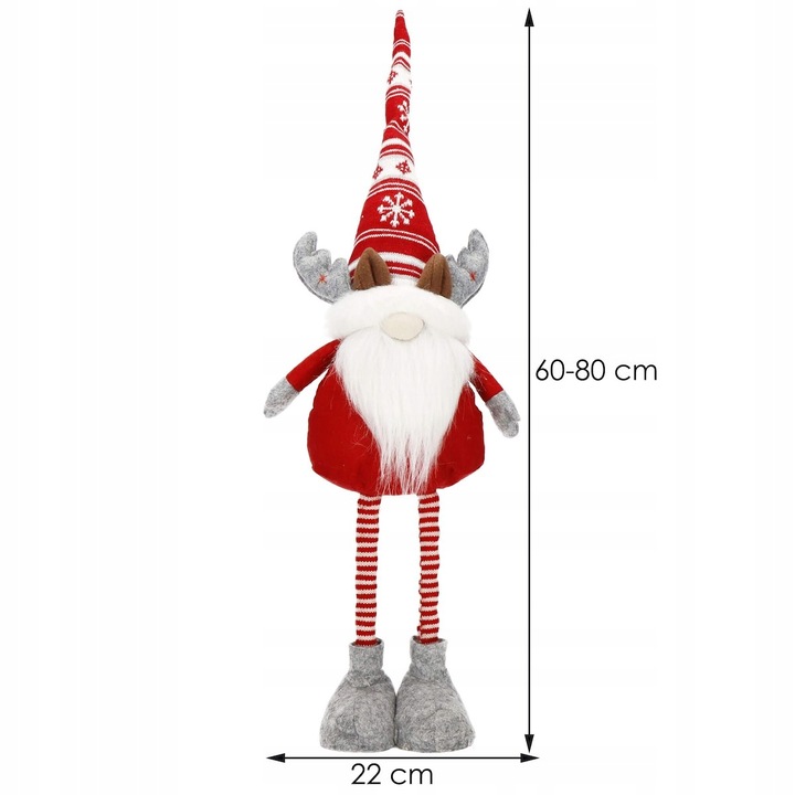 RENIFER KRASNAL ŚWIĄTECZNY TELESKOPOWY duży GNOM wysoki 80cm REGULOWANY