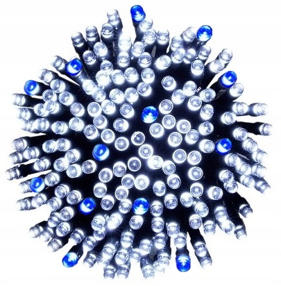 LAMPKI CHOINKOWE FLASH 100 LED GRUBE ZEWNĘTRZNE BIAŁE ZIMNE BŁYSK NIEBIESKI