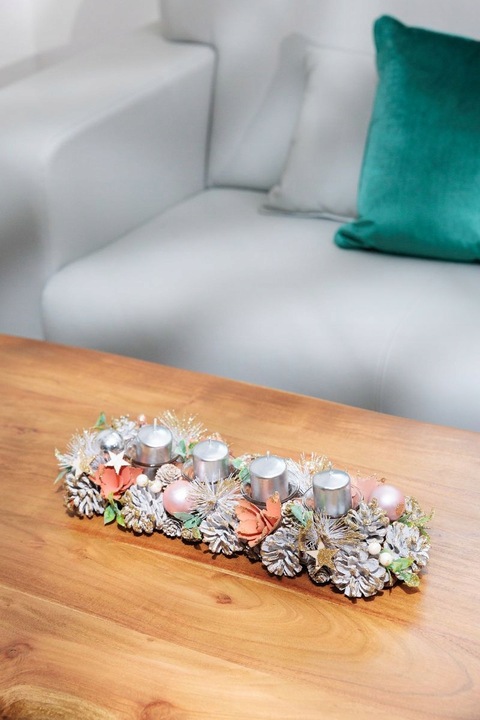 STROIK ADWENTOWY BOŻE NARODZENIE POMARAŃCZ ŚWIECE 44 x 15 x 9 CM MAGICHOME