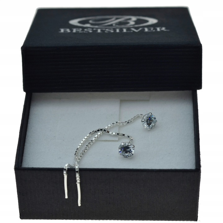 KOLCZYKI SREBRNE PRZECIĄGANE Z CYRKONIĄ 5MM SREBRO