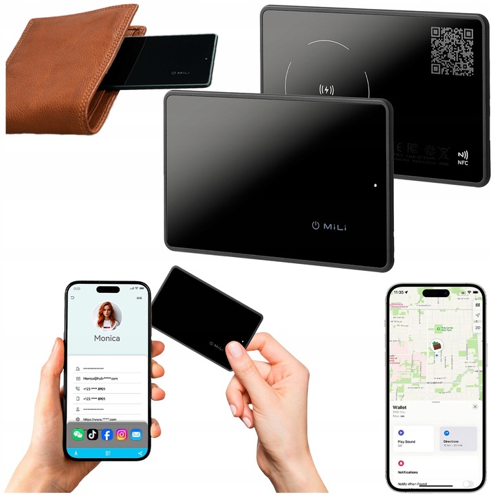 Lokalizator GPS MiCard Pro karta do portfela WIZYTÓWKA QR APPLE IOS