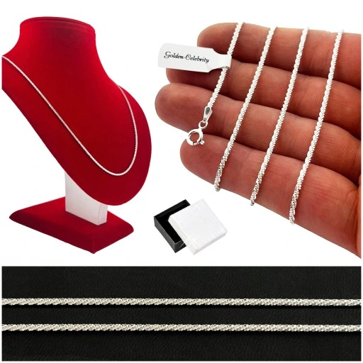 PIĘKNY SREBRNY NASZYJNIK ŁAŃCUSZEK DAMSKI 925 / LŚNIĄCY / SOLIDNY PREZENT