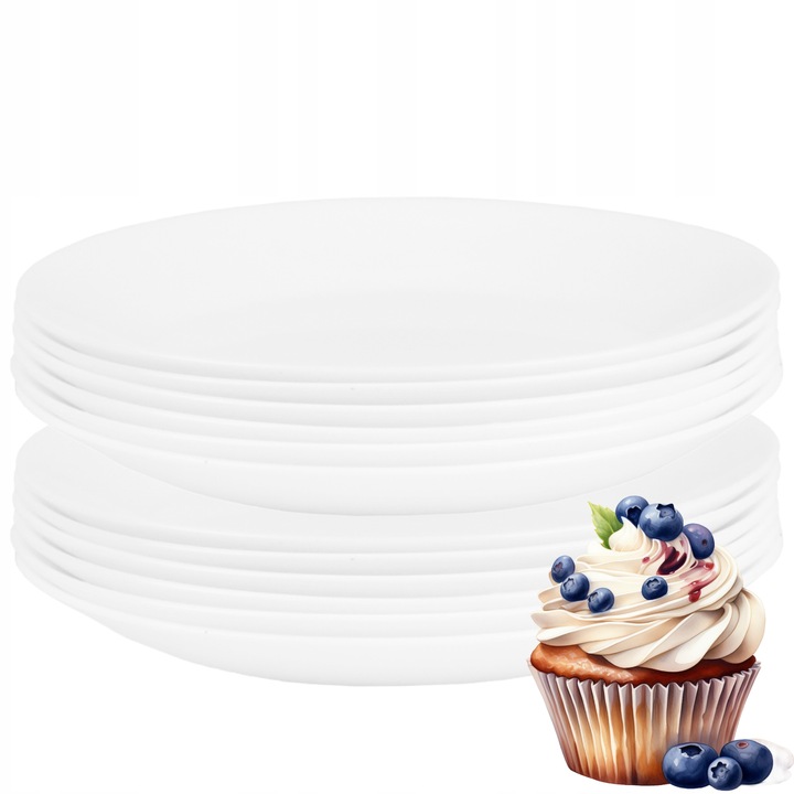 Komplet talerzy Sonia białe 12 szt. na desery na przystawki sałatki