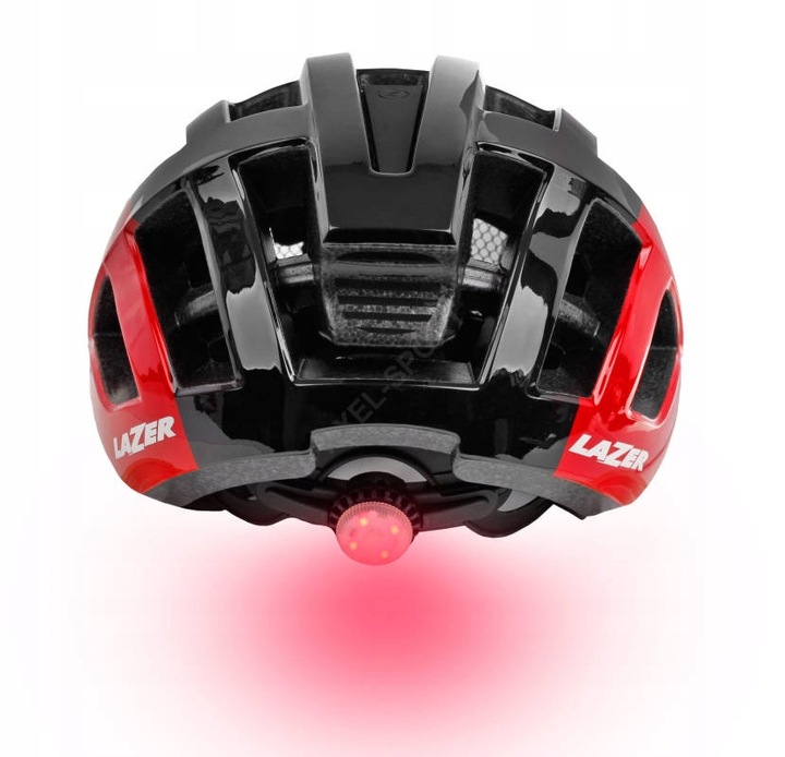 KASK ROWEROWY LAZER PETIT DLX BLACK RED 50-56 LED