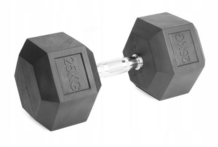 Hantle stałe 1x25kg żeliwne gumowane 25kg HEX do treningu SOLIDNE