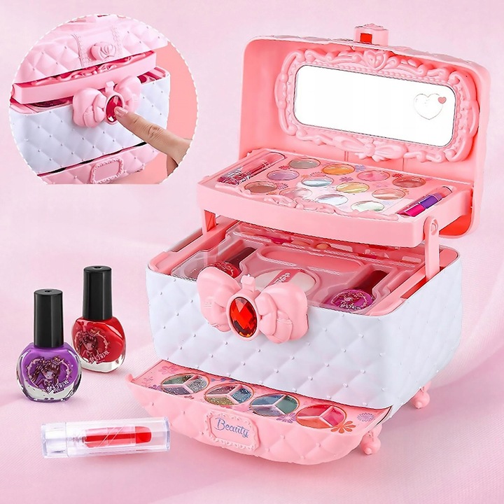 KUFEREK KOSMETYKÓW ZESTAW DO MAKIJAŻU I PAZNOKCI MAKEUP DLA DZIECI PREZENT