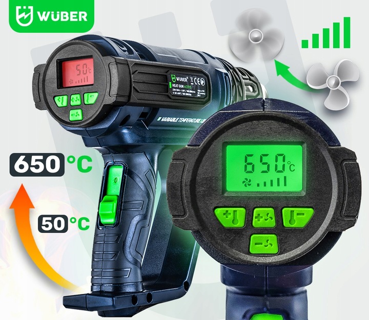 OPALARKA ELEKTRYCZNA 2 BIEGI REGULACJA LCD MOCNA 2200W + 5 DYSZ + SZPACHLA