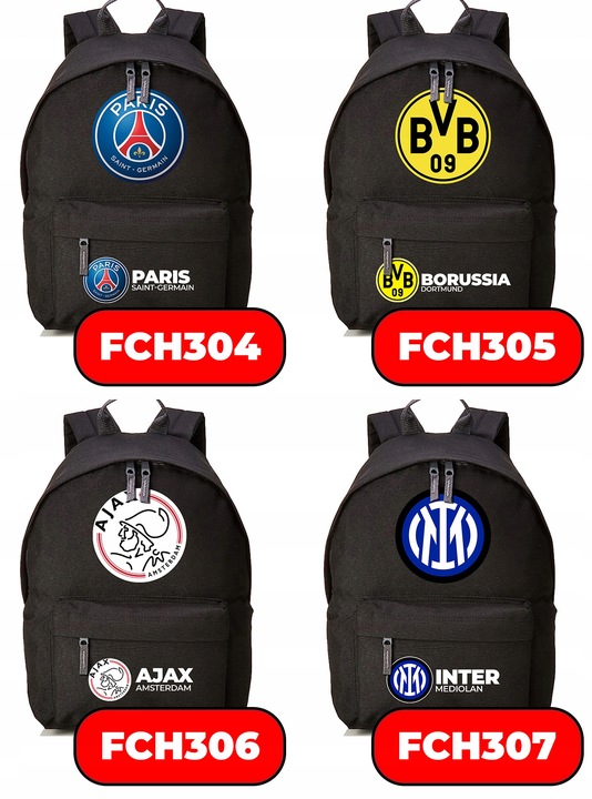 Plecak Szkolny Czarny FC BARCELONA Kluby Piłkarskie Piłkarze Sportowe Wzory