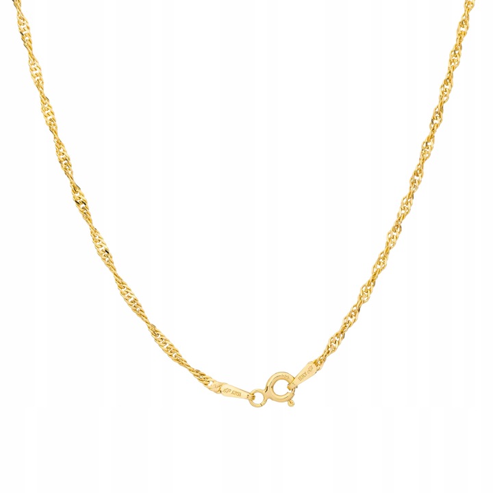 Złoty Singapur Łańcuszek Damski Długość 45cm Mocny ze Srebra 925 1,8mm