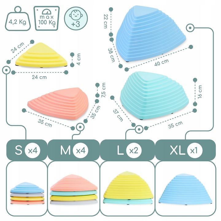 Kolorowe kamienie balansujące dla dzieci – zestaw 11 sztuk do zabawy