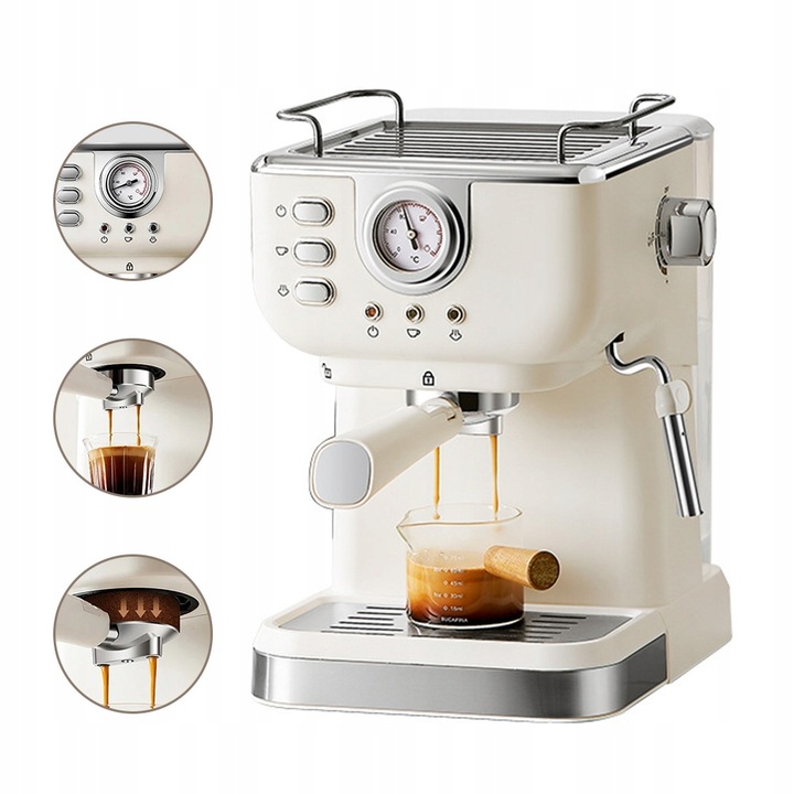Ekspres do kawy Ciśnieniowy Automatyczny 20bar 1350W 1.5L +Spieniacz Mleka