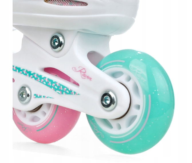 Rolki Regulowane RAVEN Lia PLUS Mint 34-37 Kółka LED