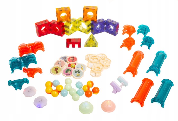 Klocki MAGNETYCZNE KONSTRUKCYJNE świecący tor 110 el 3D MAGNETIC Edukacyjne