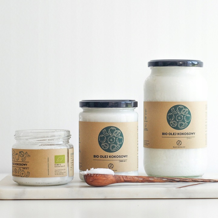 BIO Olej kokosowy 1 l Racjonalni NIERAFINOWANY tłoczony na zimno!