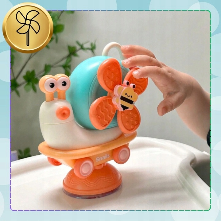 ŚLIMAK JEŻDZĄCY SENSORYCZNY DLA DZIECI ZABAWKA SPINNER DO KĄPIELI WIATRAK