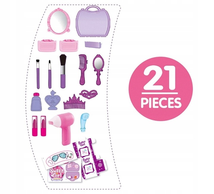 PIĘKNY ZESTAW FRYZJERSKI DLA DZIECI W WALIZECZCE Toaletka dziecięca fryzjer