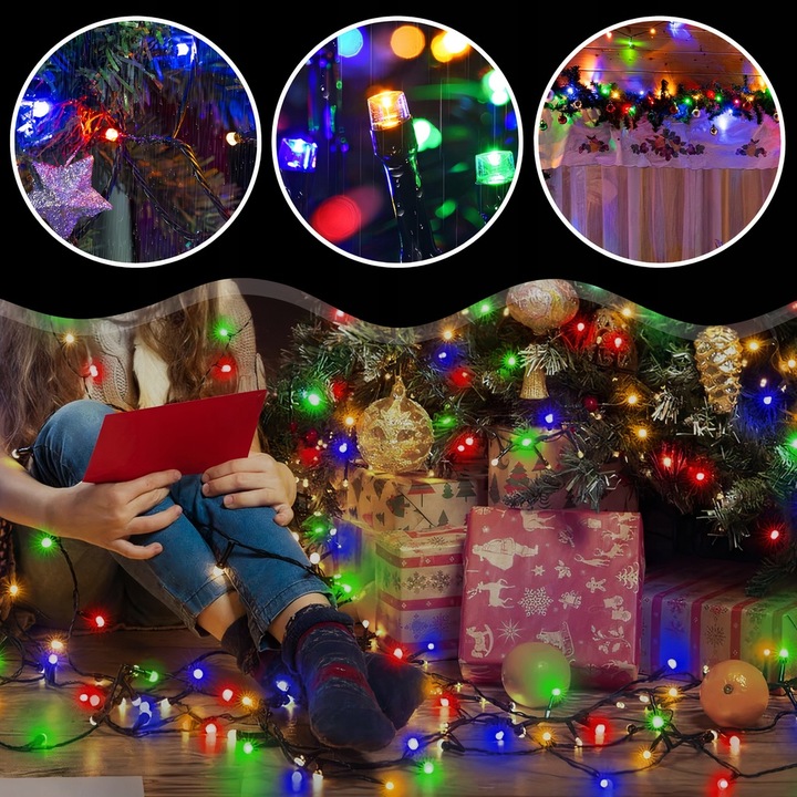 LAMPKI CHOINKOWE 500LED ŚWIĄTECZNE ŚWIATEŁKA ZEWNĘTRZNE WEWNĘTRZNE RGB 35M