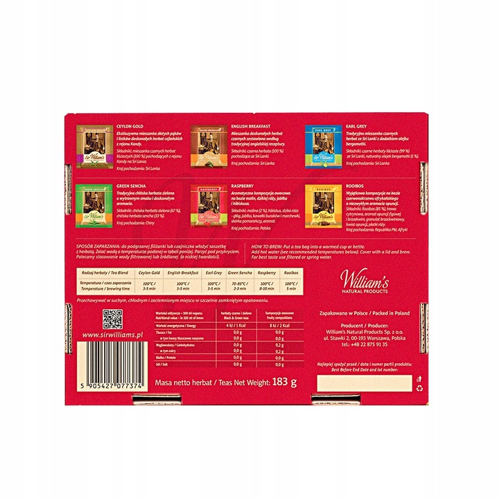 Tekturowy Prezenter 90 Herbat Sir William's