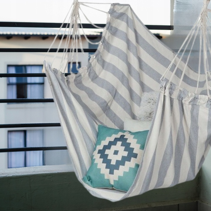 HAMAK FOTEL WISZĄCY OGRODOWY BRAZYLIJSKI BUJANY HUŚTAWKA KOKON SZARY